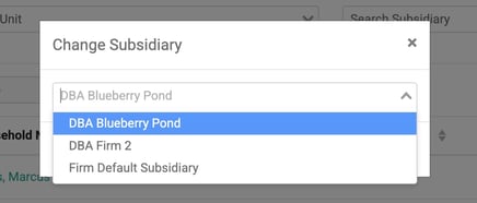 Change Subsidiary