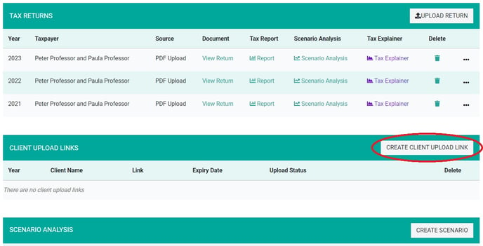 Create Client Upload Link