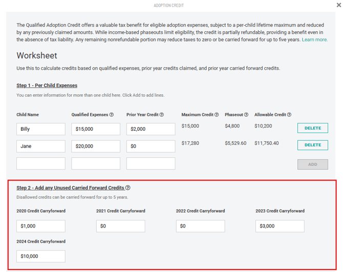 KBA update 1 carryforward