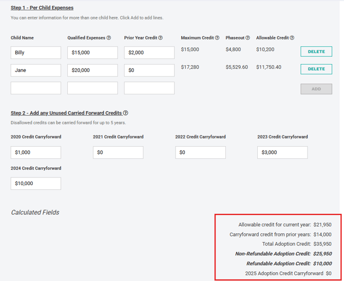 KBA update 2 credit calc