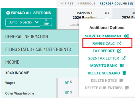 RC range calc dropdown