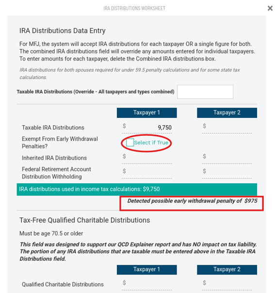 Early Withdrawal Checkbox