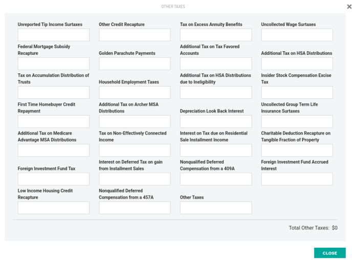 Other Taxes - Worksheet