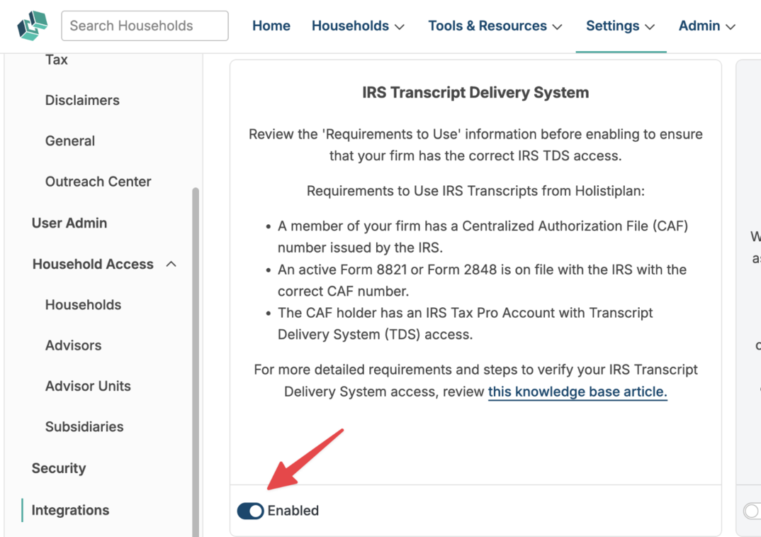 IRS Transcript Delivery In Holistiplan (Beta)