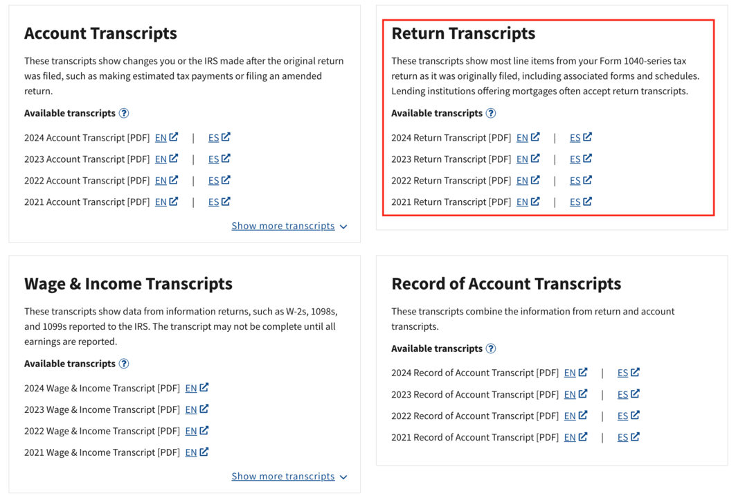 Tax Transcript Vs Account Transcript Client Upload Links for Tax