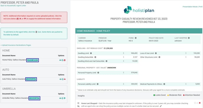 pandc - document upload status